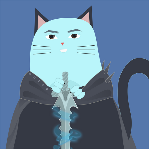 Luka's avatar is a mysterious-looking cat wielding a glowing sword. The sword suggests a powerful and capable personality, reflecting his expertise in web and mobile development. 