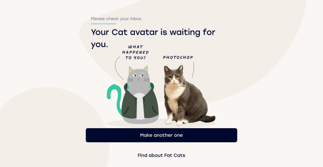 Save and start using your FatCat Avatar!