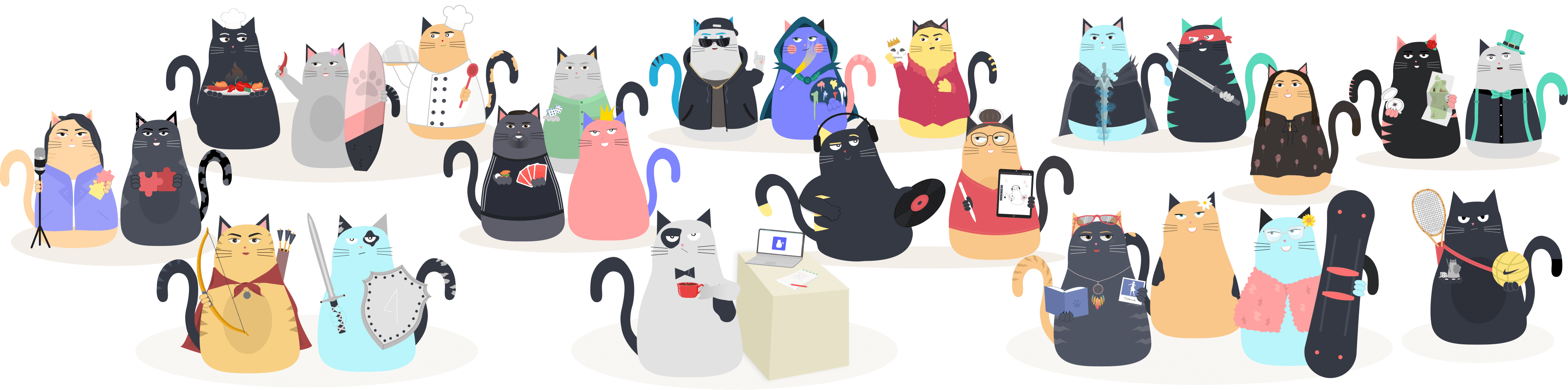 Many cat avatars on one place